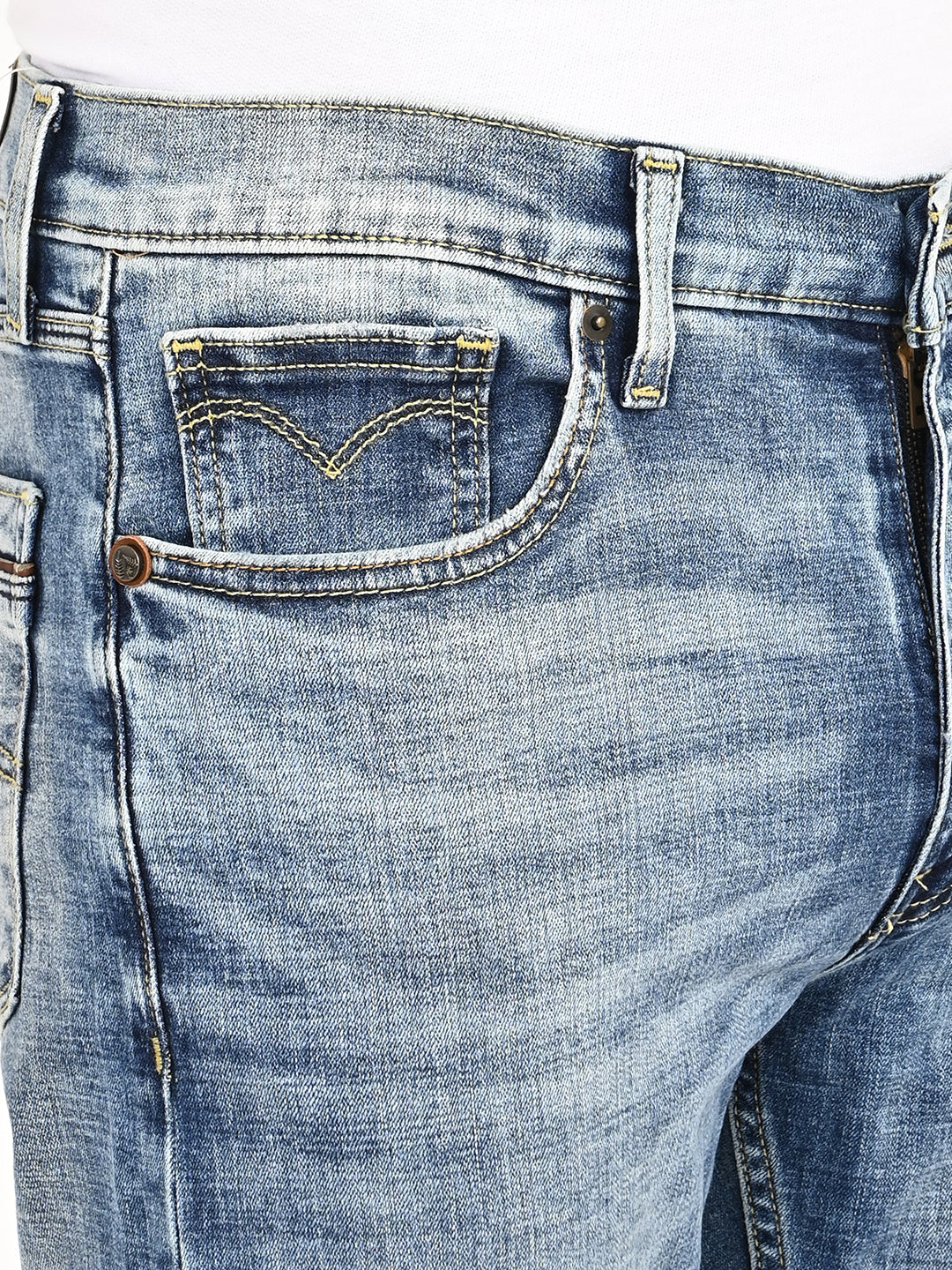 Men's 513 Blue Slim Straight Fit Mid Rise Jeans - 20 View