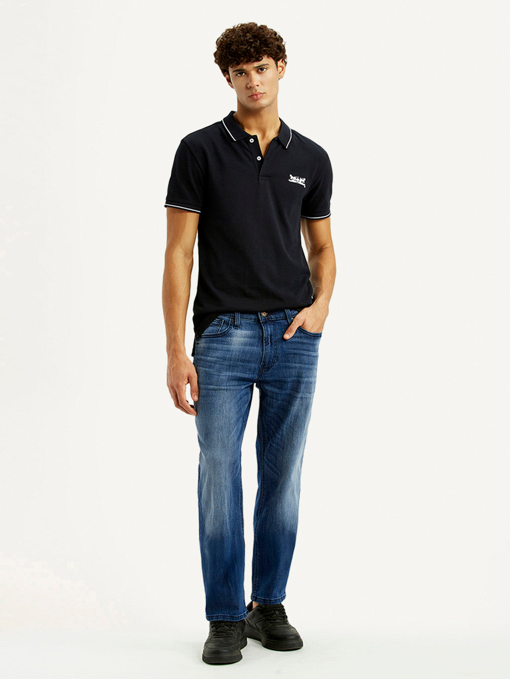 Men's 541 Blue Regular Tapered Fit Mid Rise Jeans - Styleshot View