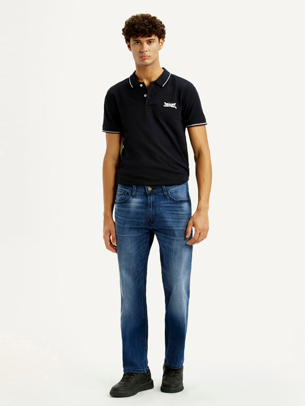 Men's 541 Blue Regular Tapered Fit Mid Rise Jeans - Front View