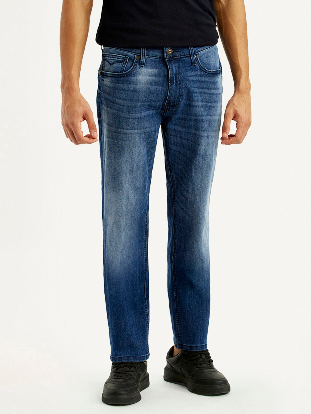 Men's 541 Blue Regular Tapered Fit Mid Rise Jeans - Fron View