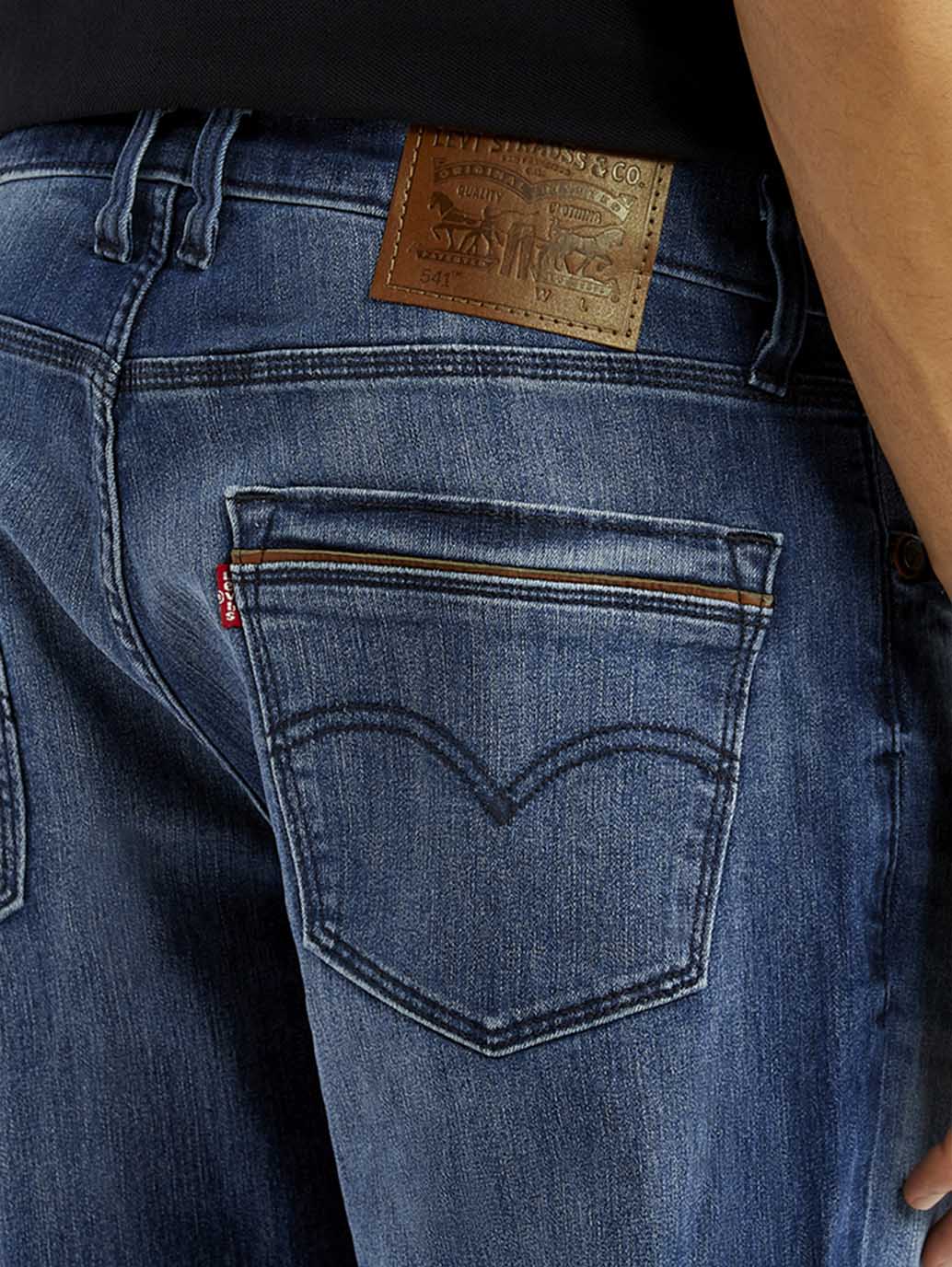 Men's 541 Blue Regular Tapered Fit Mid Rise Jeans - Detail View