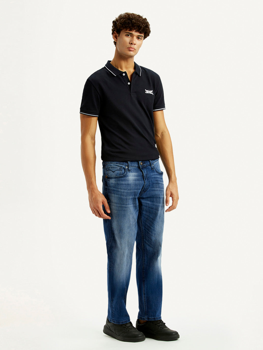 Men's 541 Blue Regular Tapered Fit Mid Rise Jeans - Side View