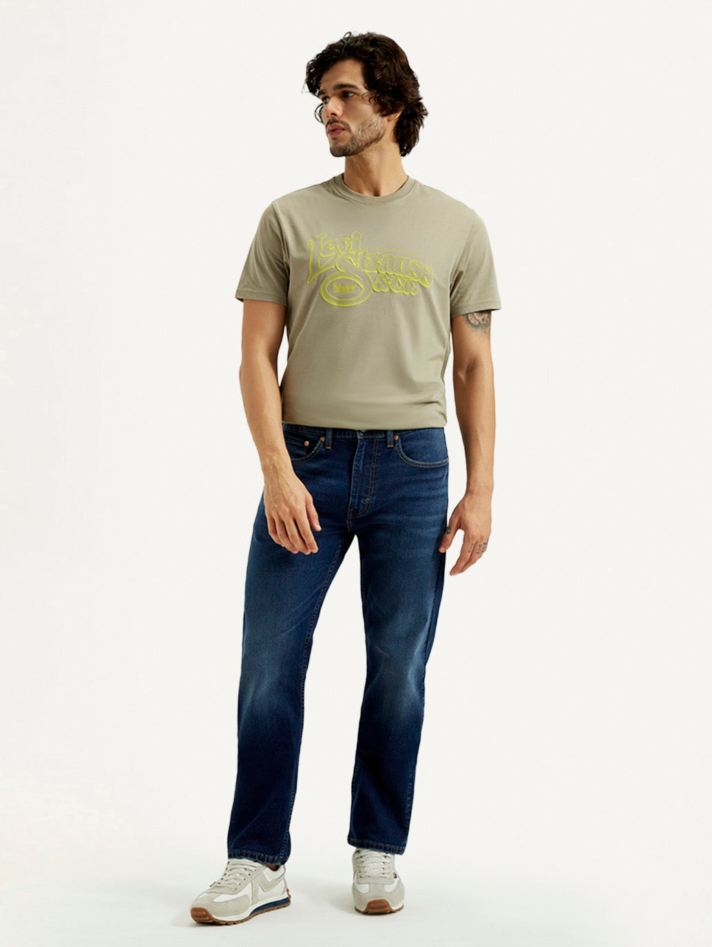 Men's 505 Dark Indigo Straight Fit Mid Rise Jeans - Front View