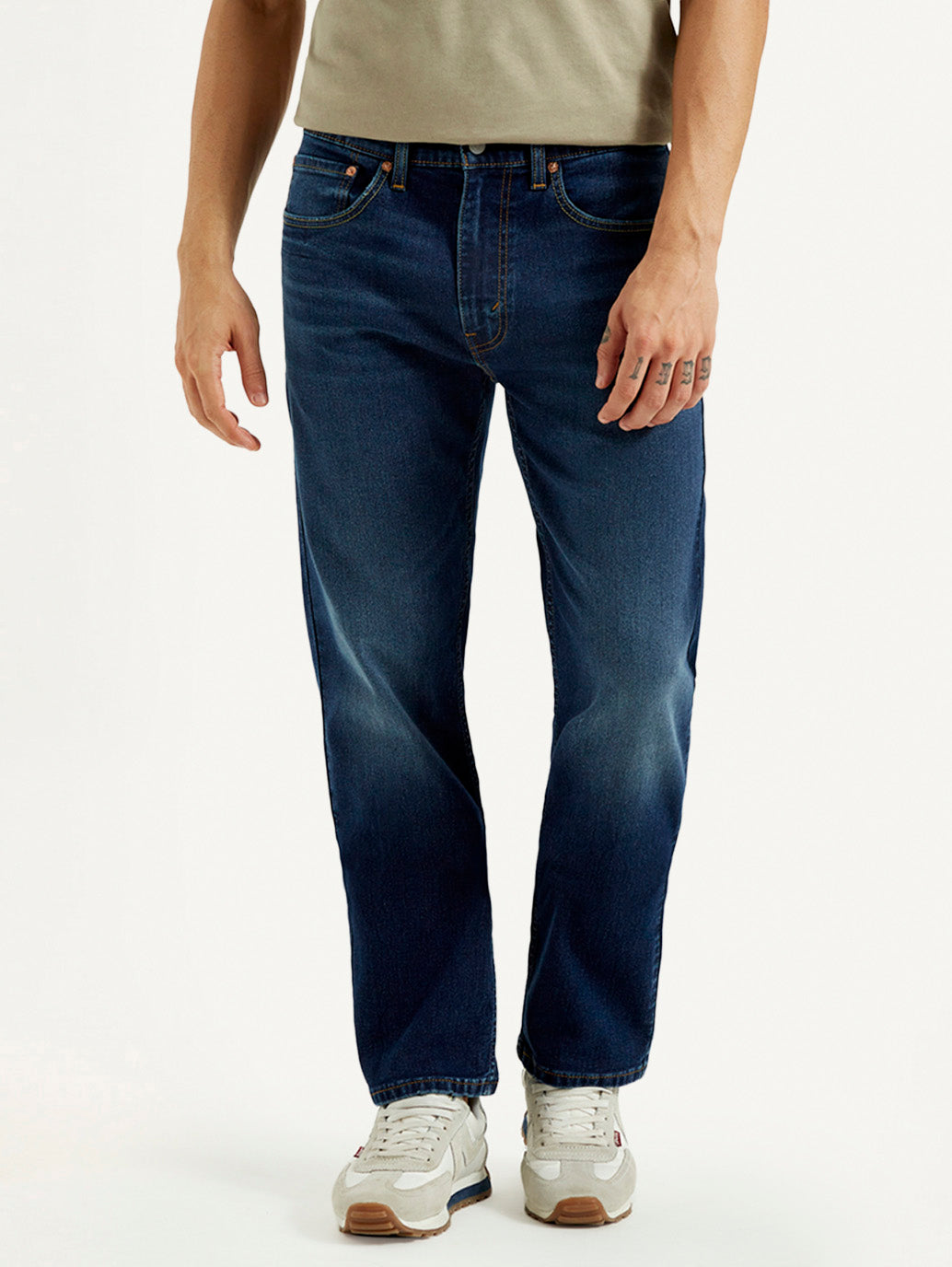 Men's 505 Dark Indigo Straight Fit Mid Rise Jeans - Front View