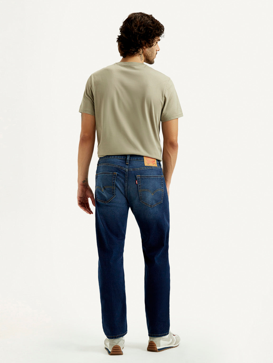 Men's 505 Dark Indigo Straight Fit Mid Rise Jeans - Back View