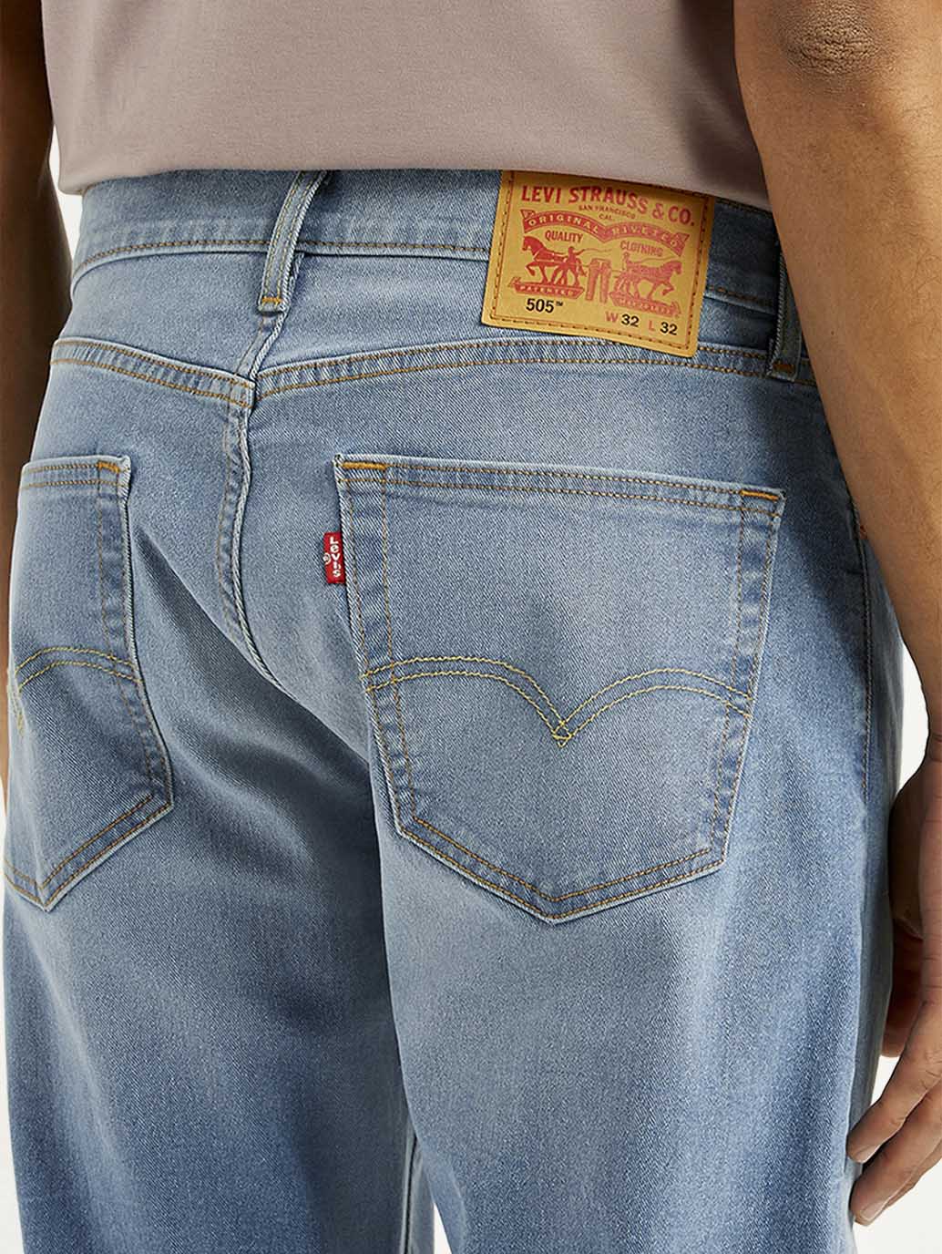 Men's 505 Med Indigo Straight Fit Mid Rise Jeans - Detail View