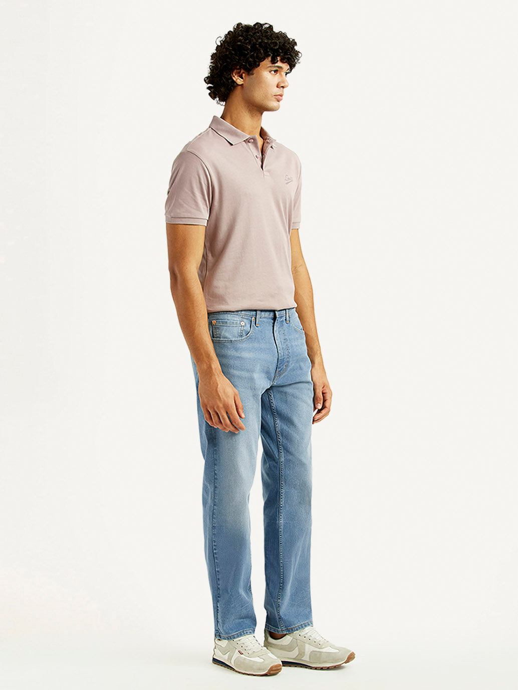 Men's 505 Med Indigo Straight Fit Mid Rise Jeans - Side View