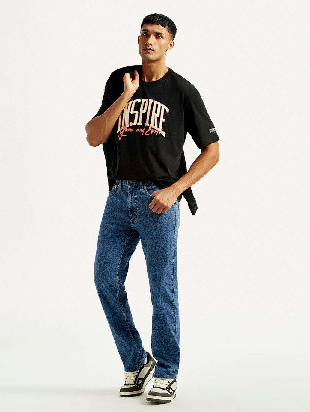 Men's 505 Med Indigo Straight Fit Mid Rise Jeans - Styleshot View