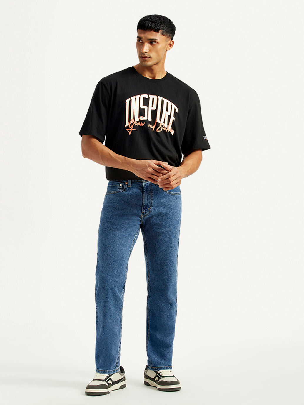 Men's 505 Med Indigo Straight Fit Mid Rise Jeans - Front View
