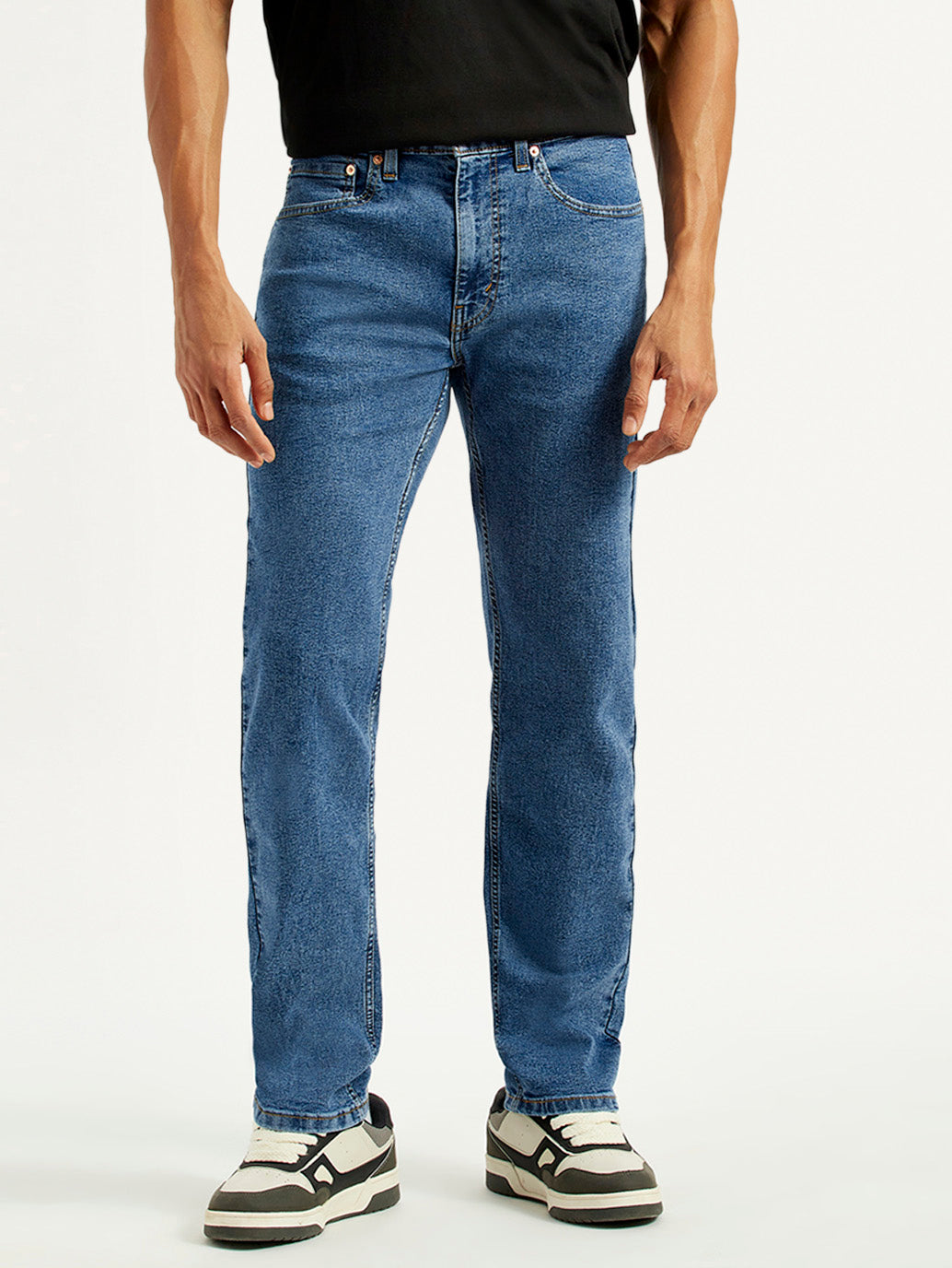 Men's 505 Med Indigo Straight Fit Mid Rise Jeans - Front View