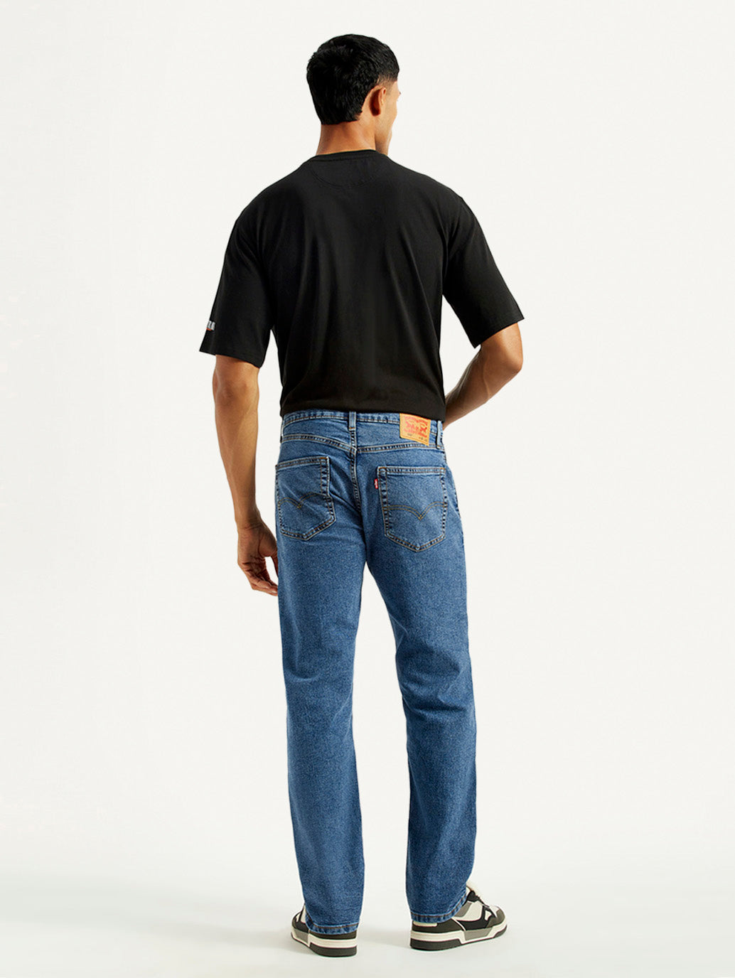 Men's 505 Med Indigo Straight Fit Mid Rise Jeans - Back View