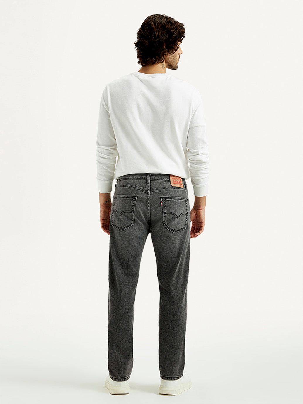 Men's 505 Grey Straight Fit Mid Rise Jeans - Back View