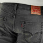 Men's 505 Grey Straight Fit Mid Rise Jeans - Detail View