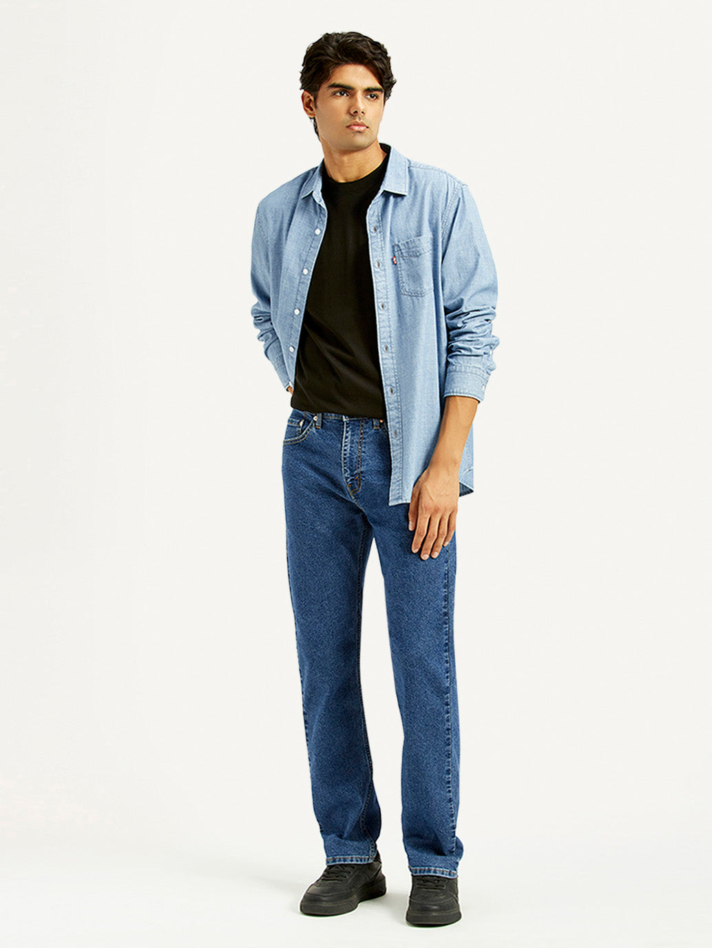 Men's 505 Med Indigo Straight Fit Mid Rise Jeans