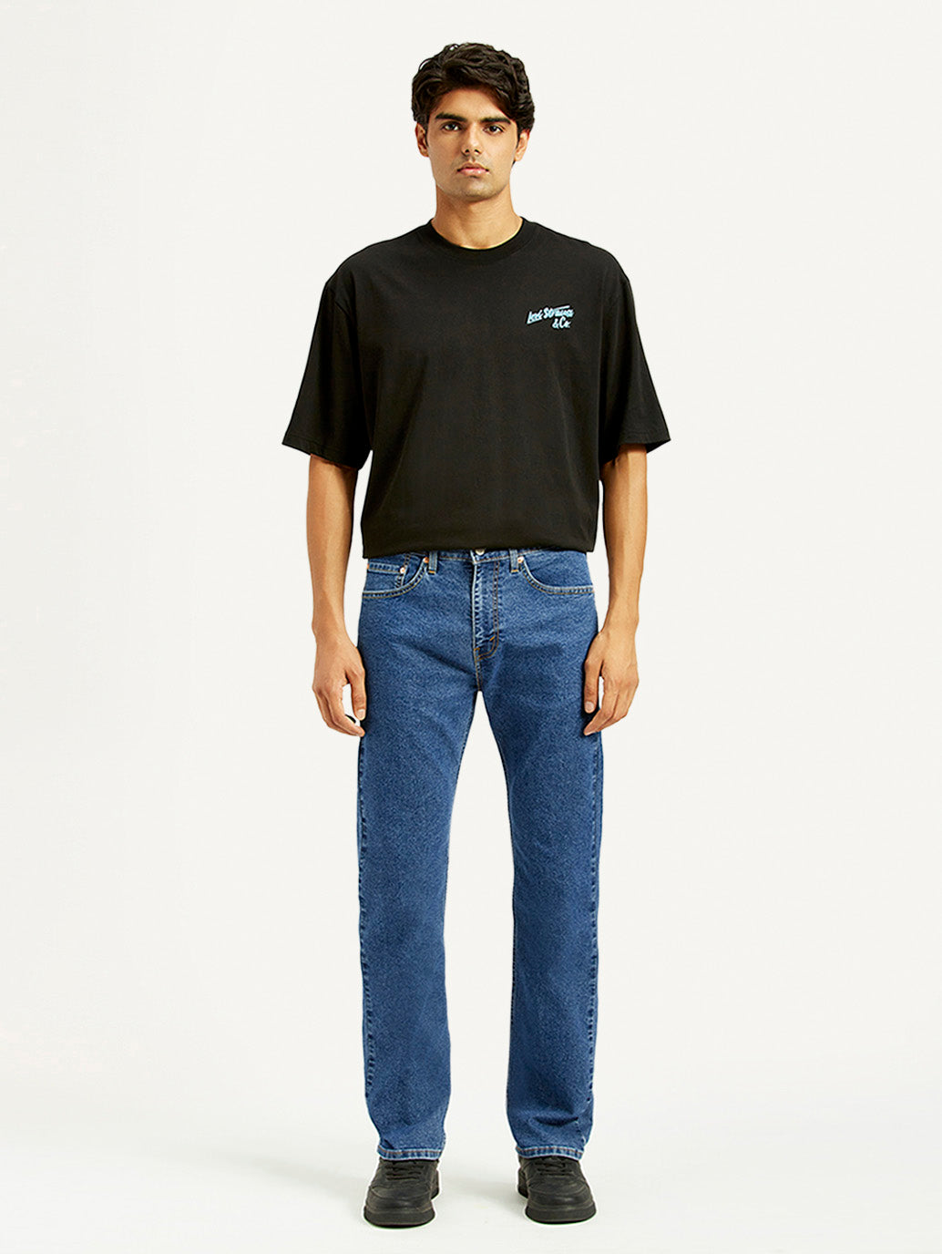 Men's 505 Med Indigo Straight Fit Mid Rise Jeans - Front View