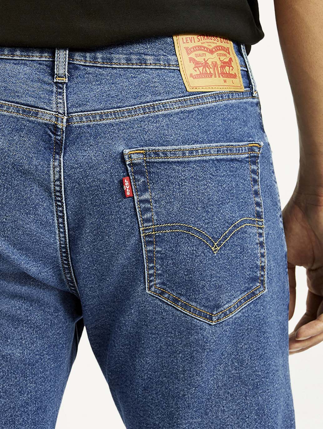 Men's 505 Med Indigo Straight Fit Mid Rise Jeans - Detail View