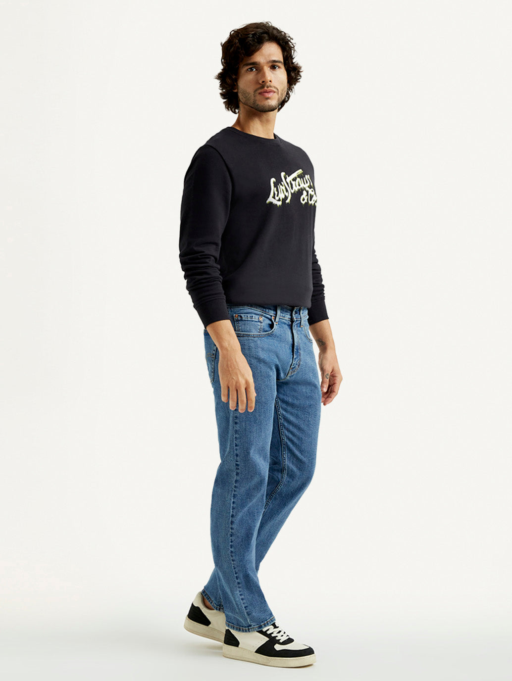 Men's 505 Mid Indigo Straight Fit Mid Rise Jeans - Side View