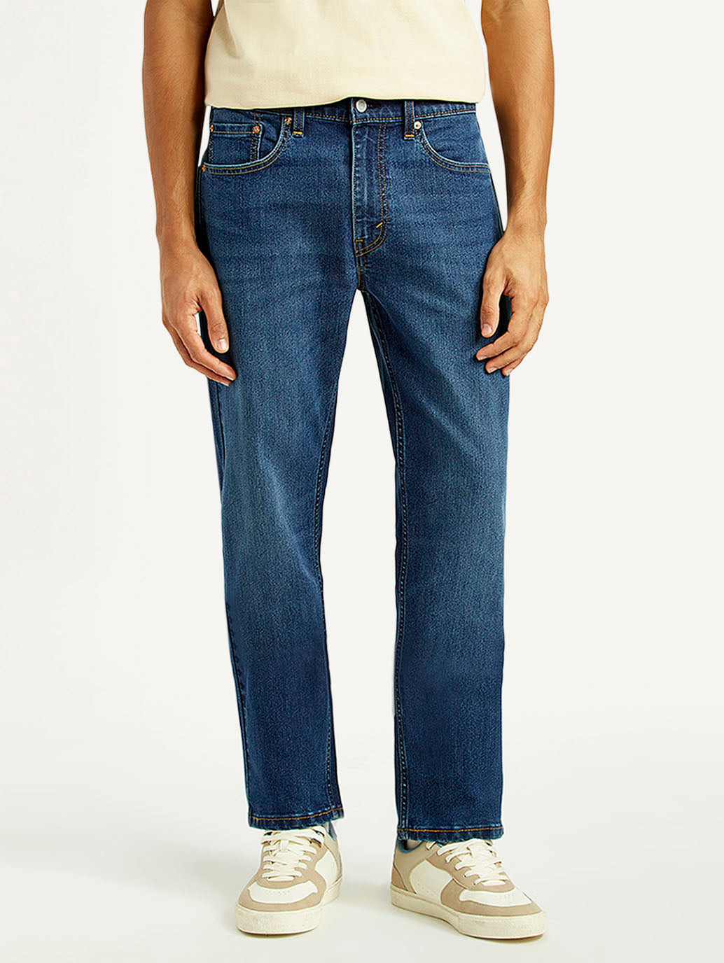 Men's 505 Med Indigo Straight Fit Mid Rise Jeans - Front View