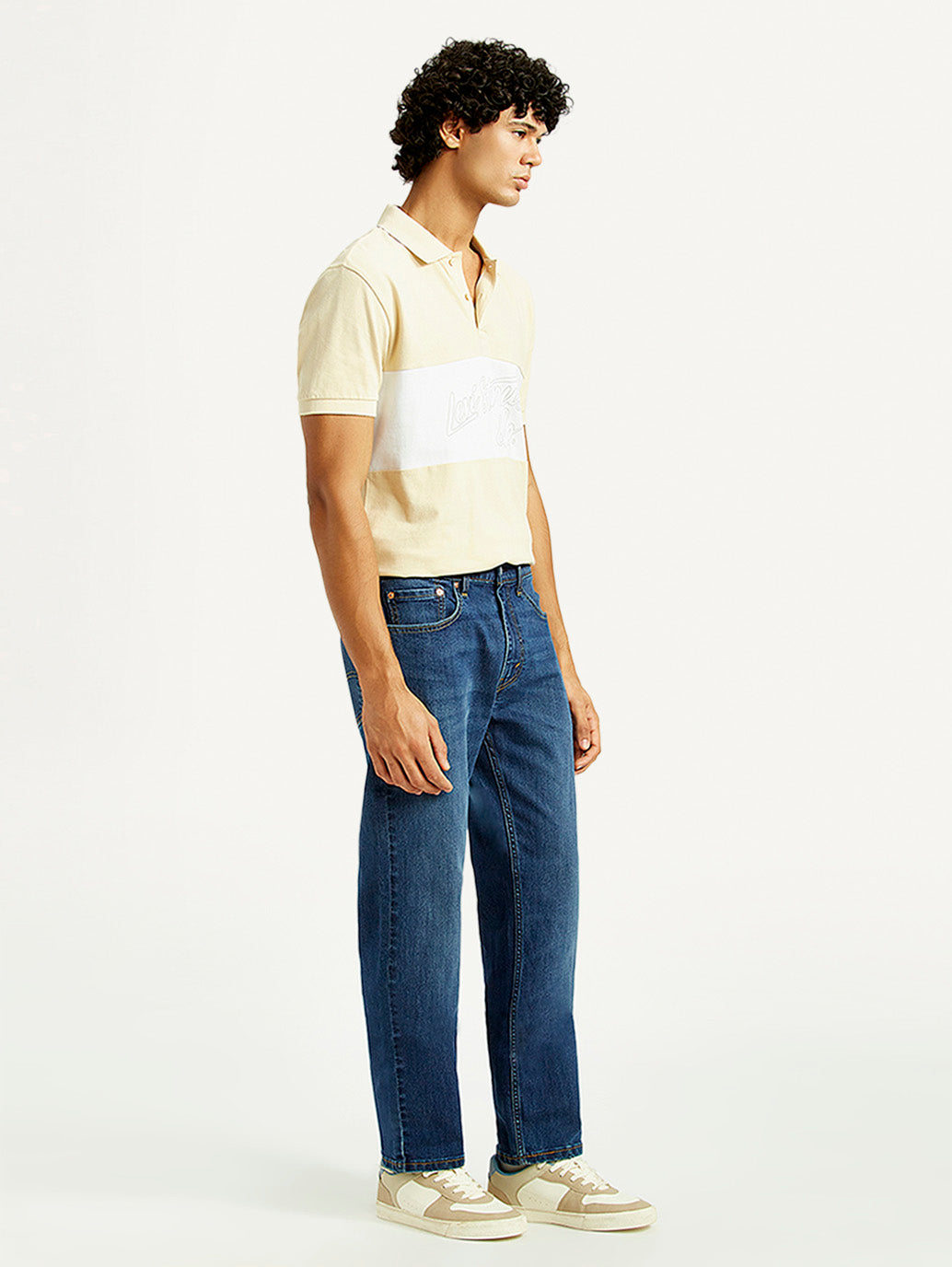 Men's 505 Med Indigo Straight Fit Mid Rise Jeans - Side View