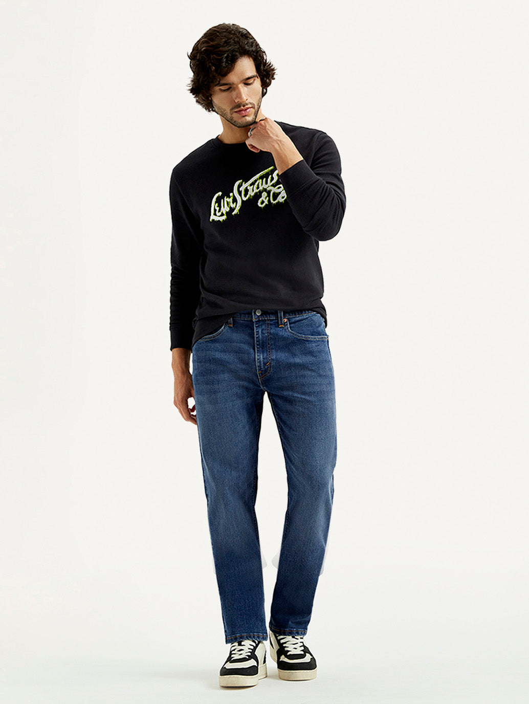 Men's 505 Med Indigo Straight Fit Mid Rise Jeans - Styleshot View