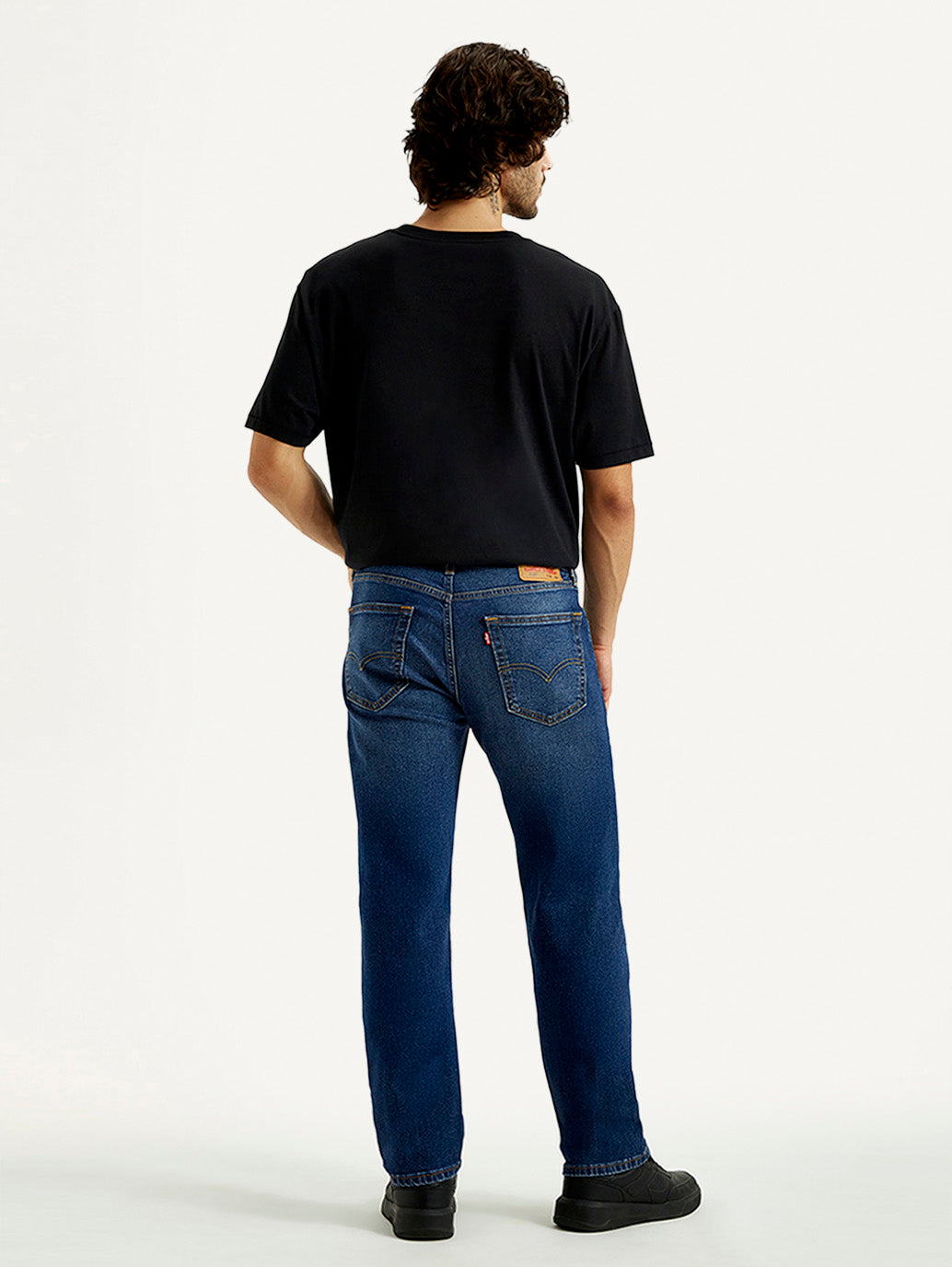Men's 505 Dark Indigo Straight Fit Mid Rise Jeans - Back View