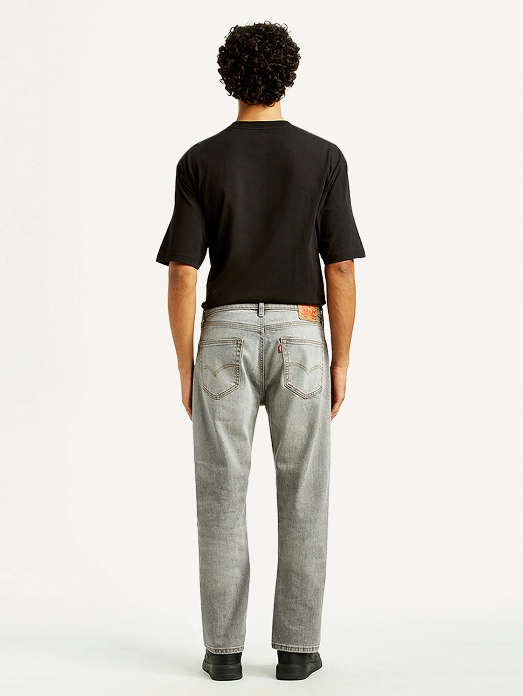 Men's 505 Light Grey Straight Fit Mid Rise Jeans - Back View