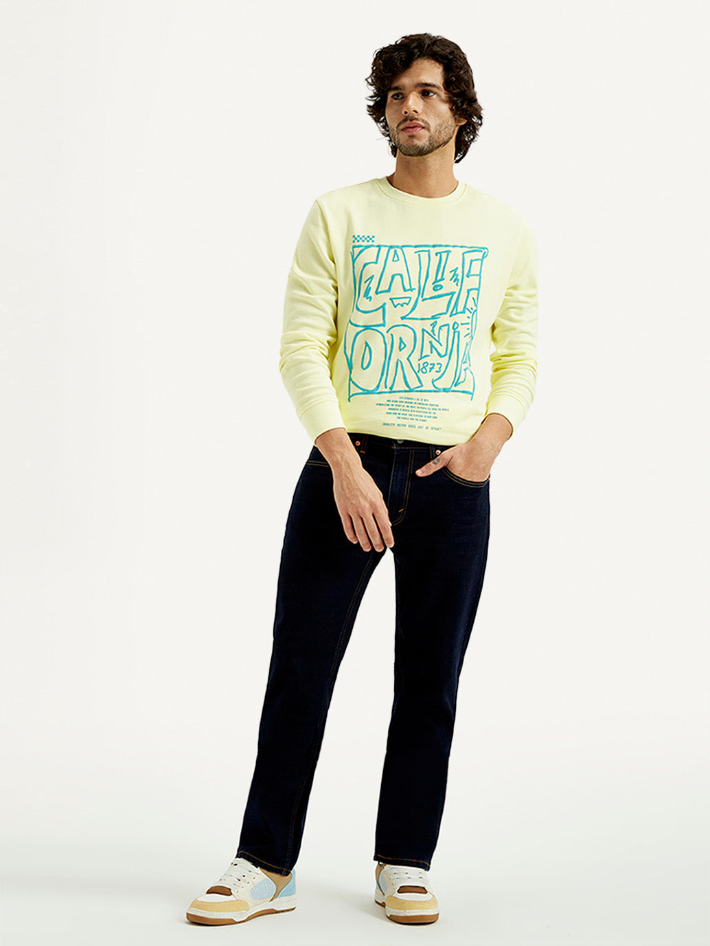 Men's 505 Dark Indigo Straight Fit Mid Rise Jeans - Front View