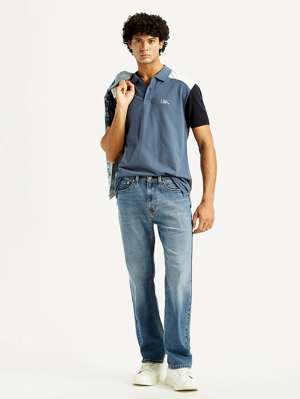 Men's 505 Med Indigo Straight Fit Mid Rise Jeans - Styleshot View