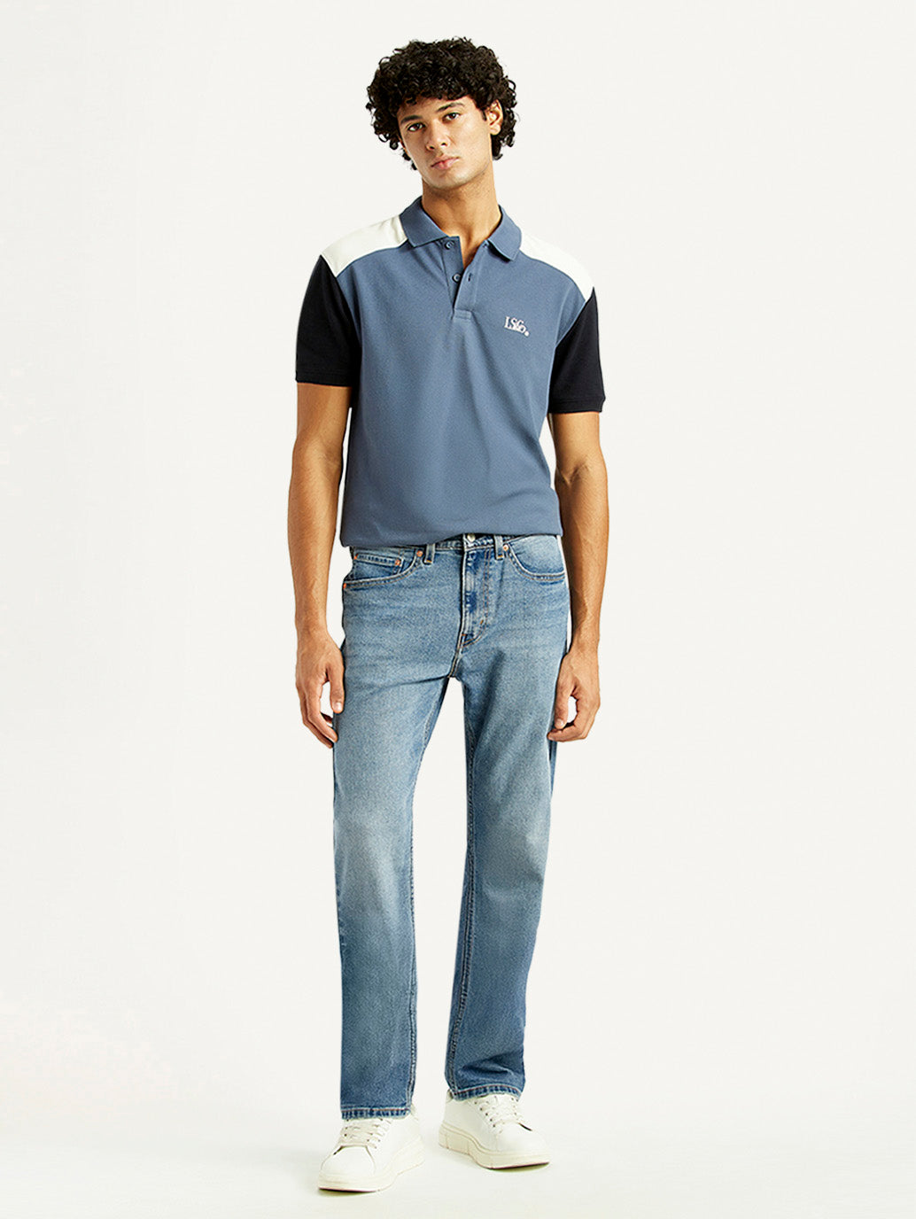 Men's 505 Med Indigo Straight Fit Mid Rise Jeans - Front View