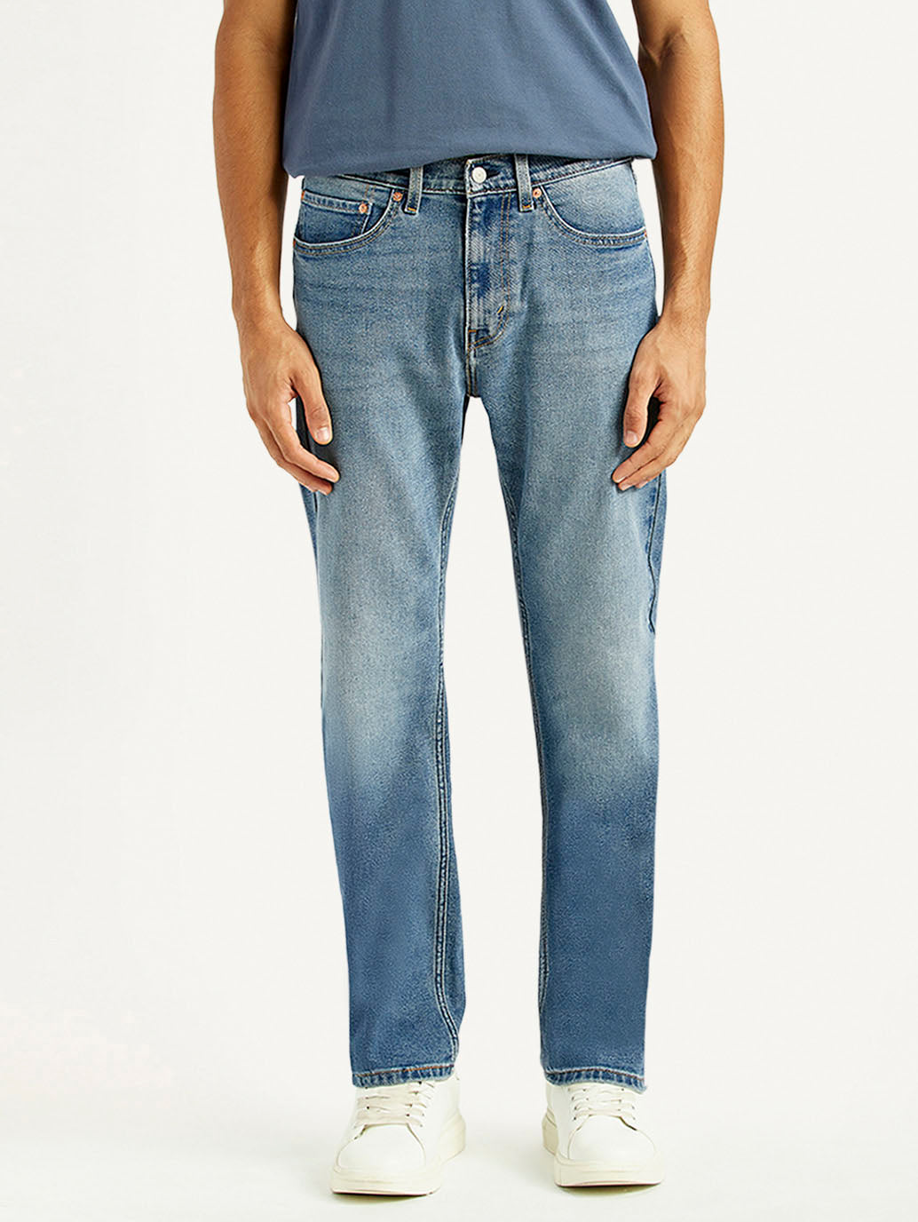 Men's 505 Med Indigo Straight Fit Mid Rise Jeans - Front View