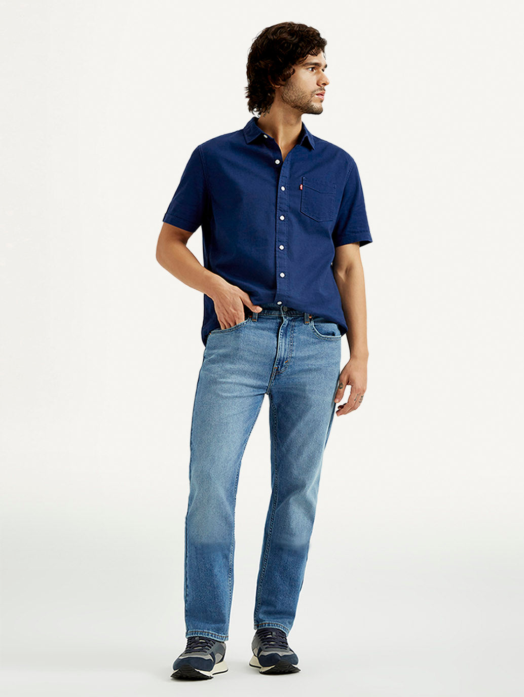 Men's 505 Med Indigo Straight Fit Mid Rise Jeans - Styleshot View