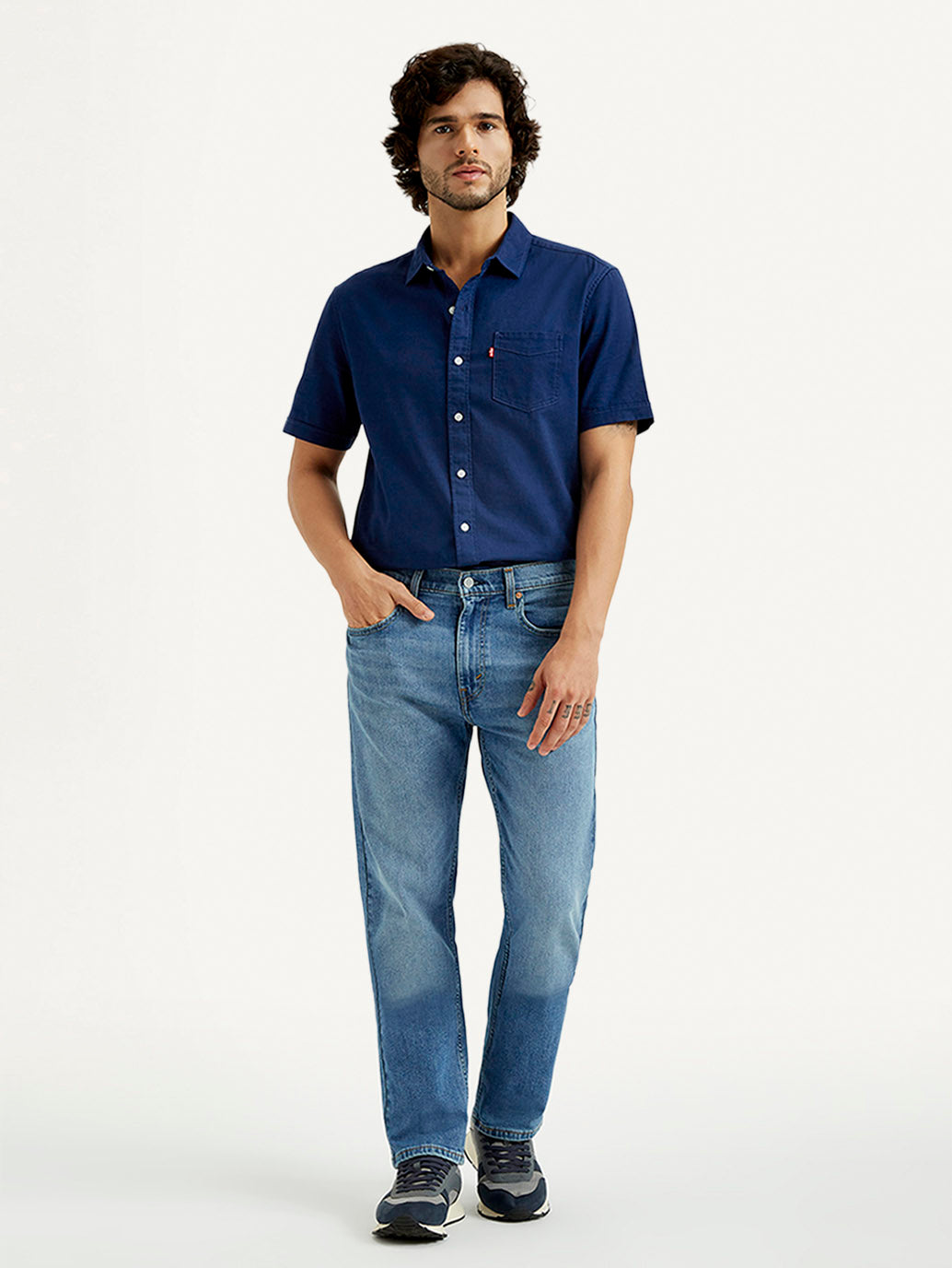 Men's 505 Med Indigo Straight Fit Mid Rise Jeans