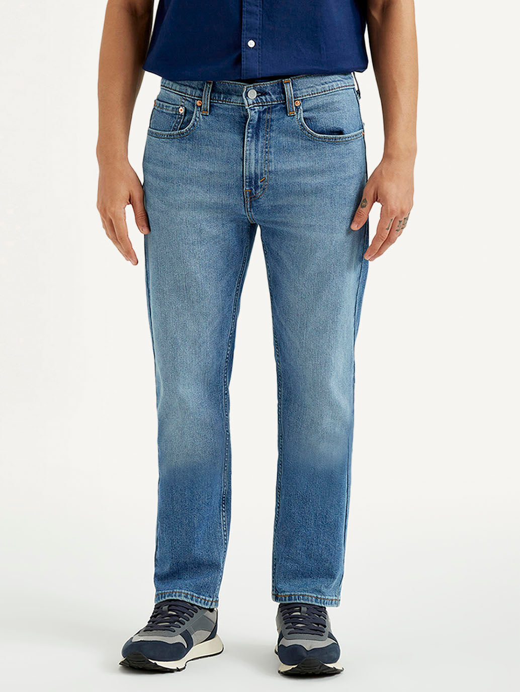 Men's 505 Med Indigo Straight Fit Mid Rise Jeans - Front View