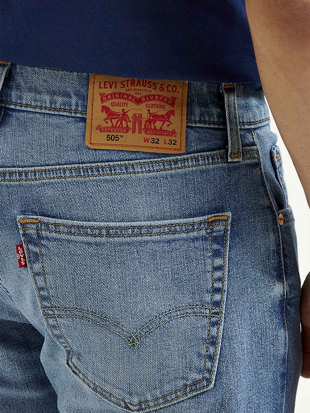 Men's 505 Med Indigo Straight Fit Mid Rise Jeans - Detail View