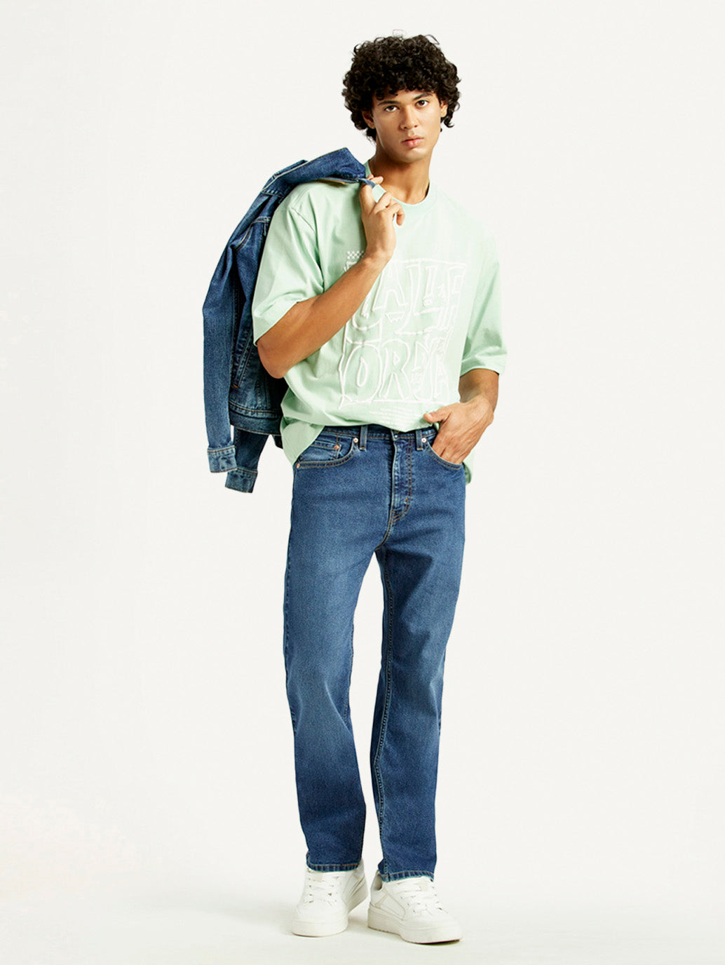 Men's 505 Med Indigo Straight Fit Mid Rise Jeans