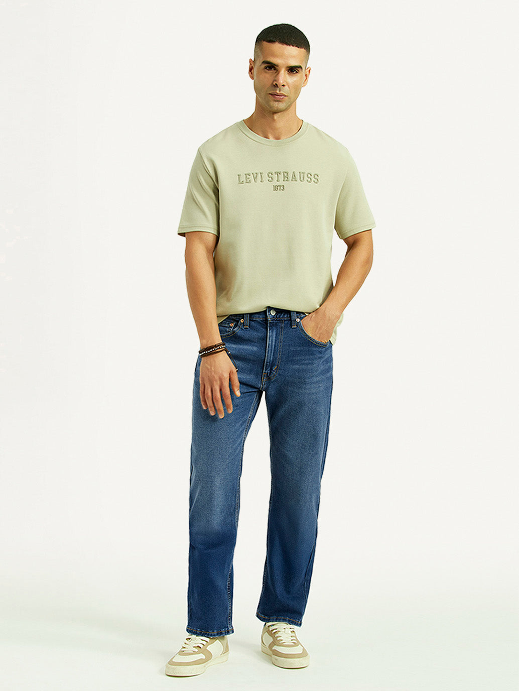 Men's 505 Mid Indigo Straight Fit Mid Rise Jeans - Styleshot View