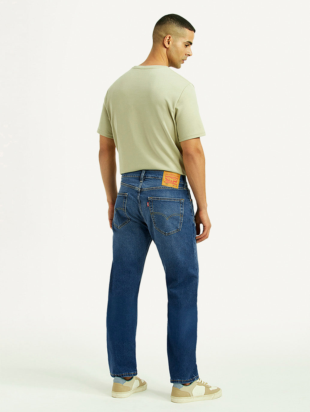 Men's 505 Mid Indigo Straight Fit Mid Rise Jeans - Back View