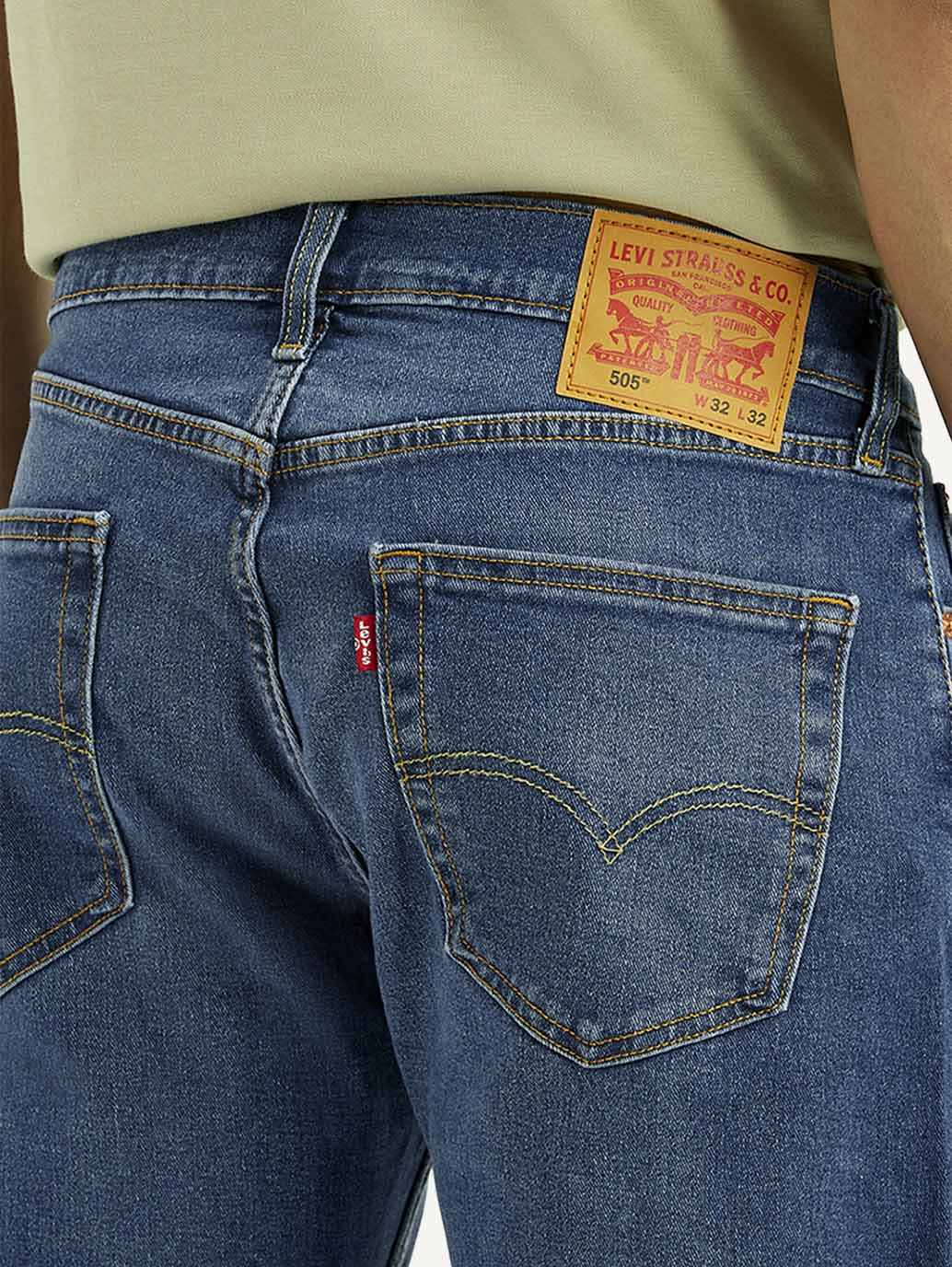 Men's 505 Mid Indigo Straight Fit Mid Rise Jeans - Detail View