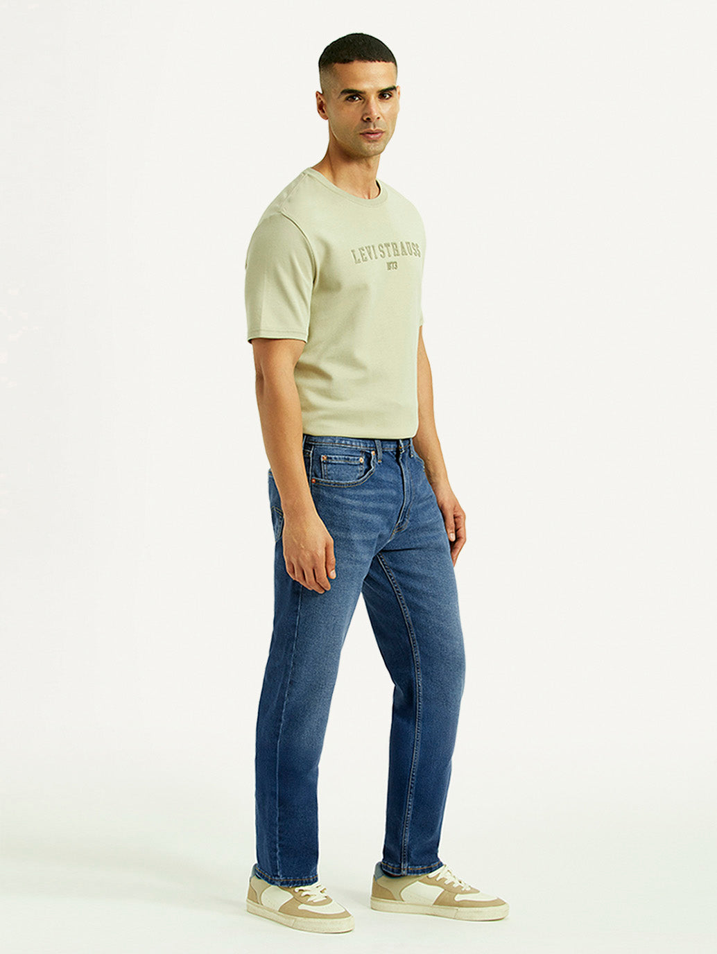 Men's 505 Mid Indigo Straight Fit Mid Rise Jeans - Side View
