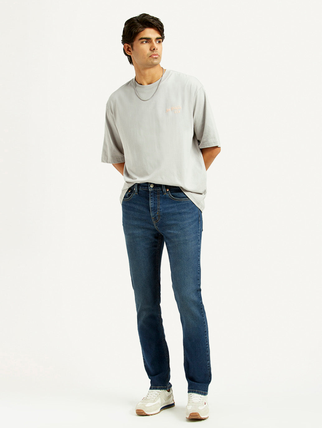 Men's 505 Dark Indigo Straight Fit Mid Rise Jeans - Styleshot View