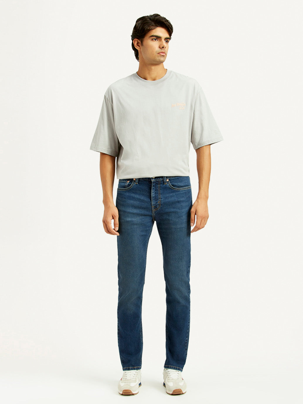 Men's 505 Dark Indigo Straight Fit Mid Rise Jeans - Front View