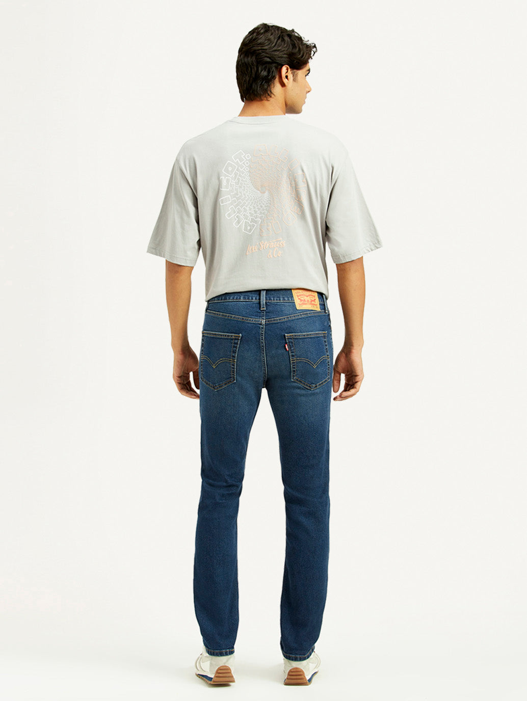 Men's 505 Dark Indigo Straight Fit Mid Rise Jeans - Back View