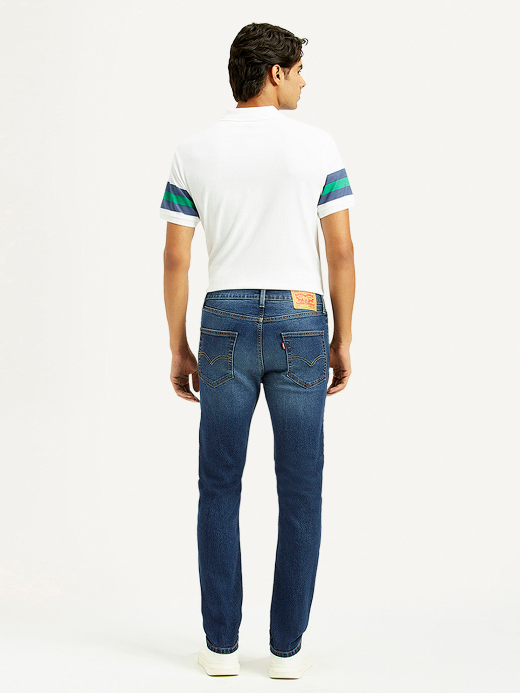 Men's 505 Dark Indigo Straight Fit Mid Rise Jeans - Back View