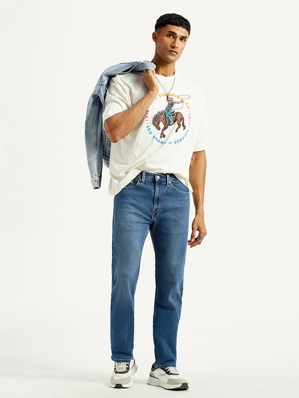 Men's 505 Med Indigo Straight Fit Mid Rise Jeans - Styleshot View