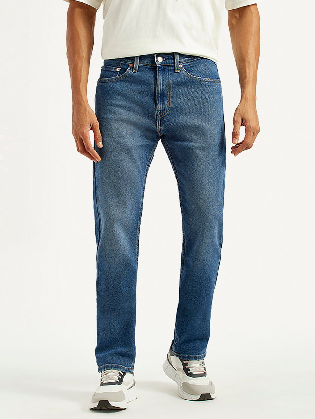 Men's 505 Med Indigo Straight Fit Mid Rise Jeans - Front View