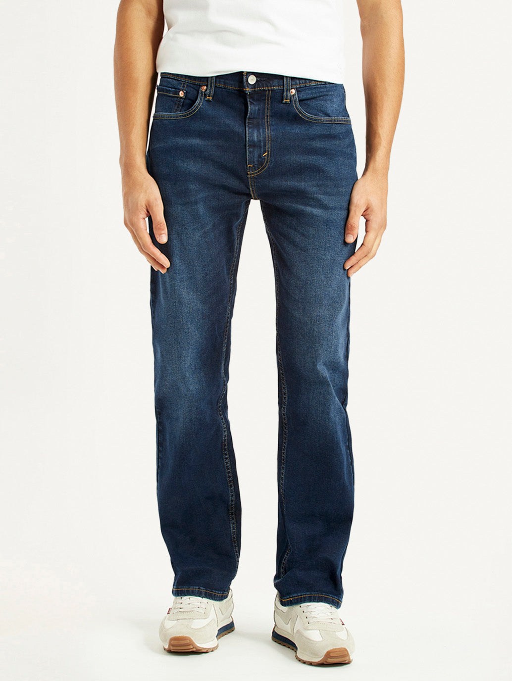 Men's 505 Dark Indigo Straight Fit Mid Rise Jeans - Front View