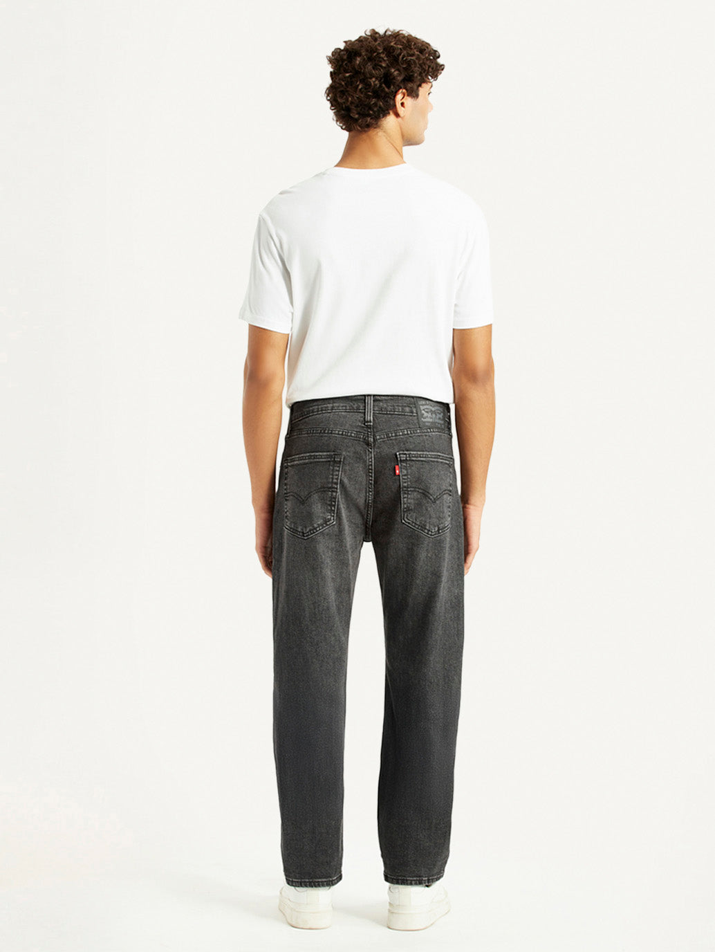 Men's 505 Black Straight Fit Mid Rise Jeans - Back View