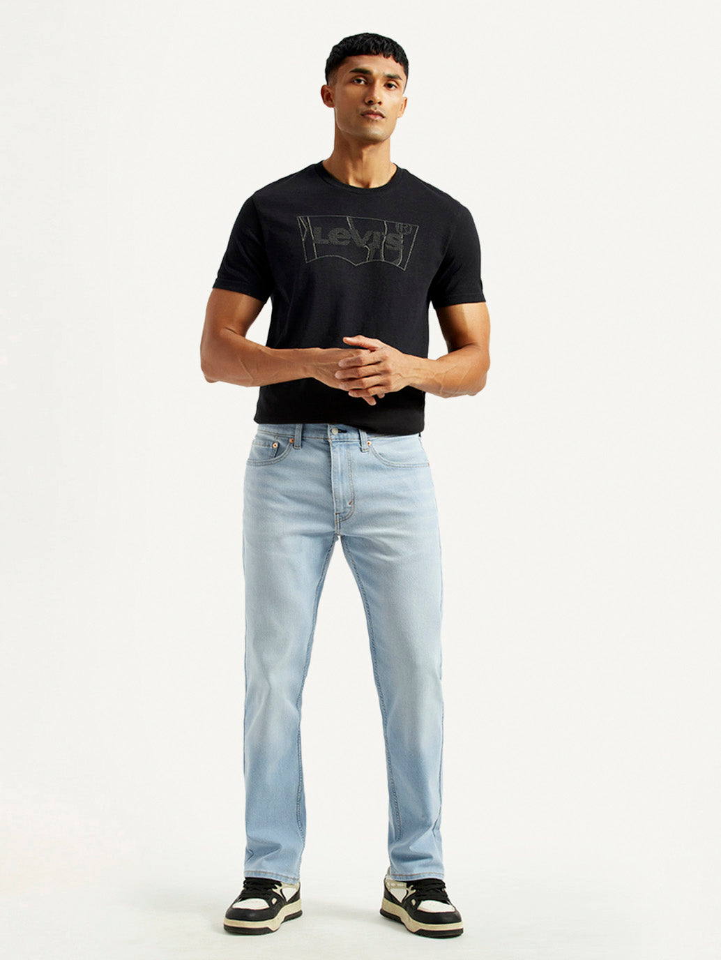 Men's 505 Light Indigo Straight Fit Mid Rise Jeans - Front View