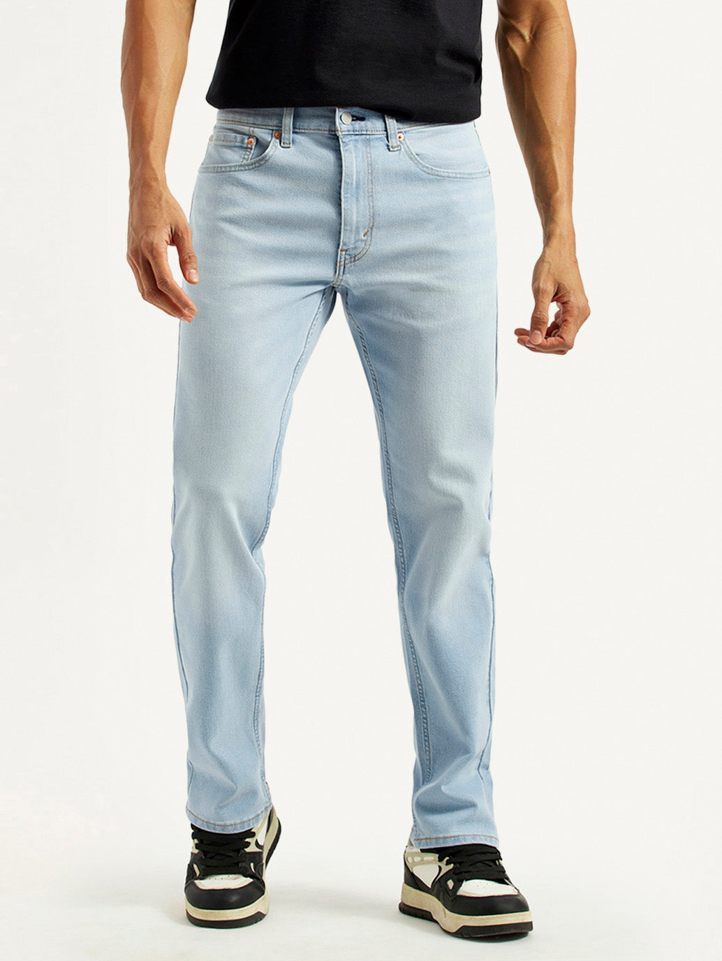 Men's 505 Light Indigo Straight Fit Mid Rise Jeans - Front View