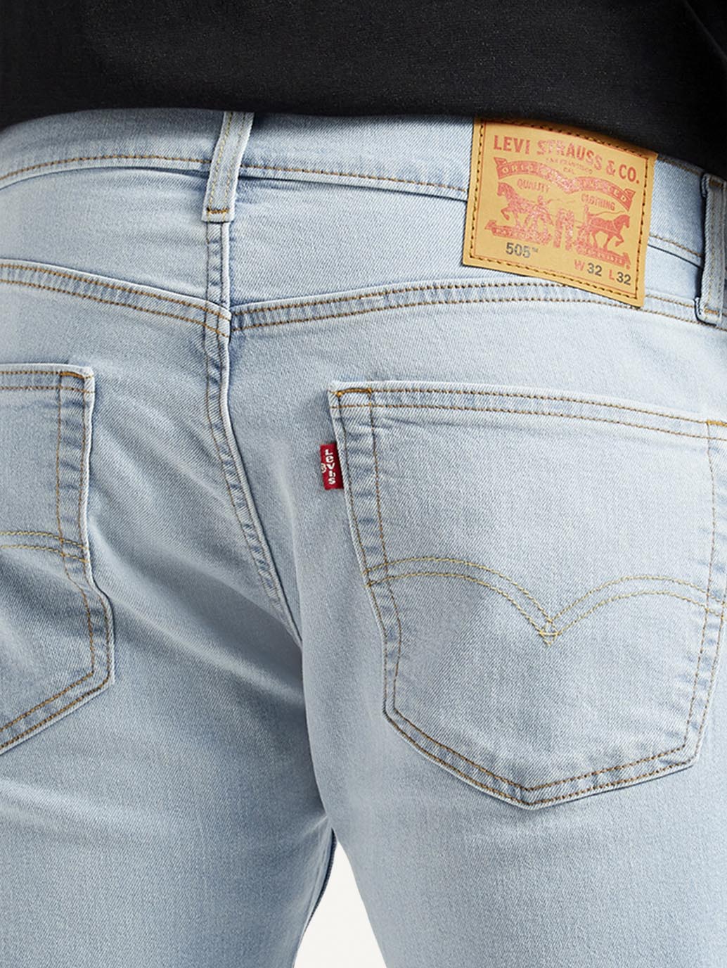 Men's 505 Light Indigo Straight Fit Mid Rise Jeans - Detail View